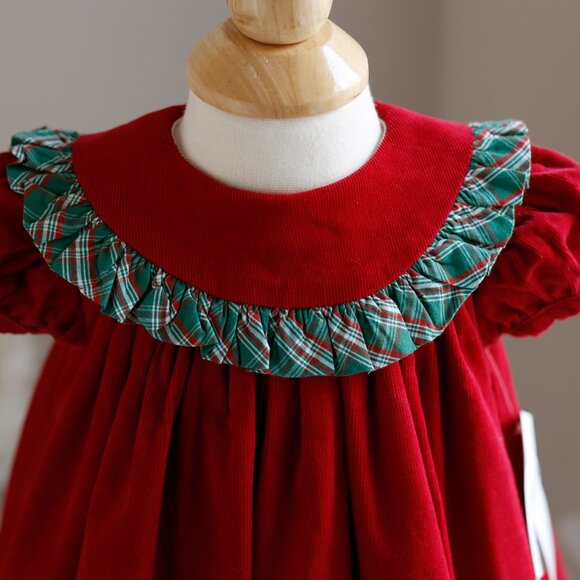 Red Cotton Corduroy Float Dress Plaid Trim Bailey Boys NWT Portrait Fall Winter - Picture 2 of 6